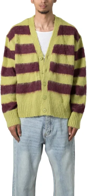mnml Men's Striped Mohair Cardigan Sweater