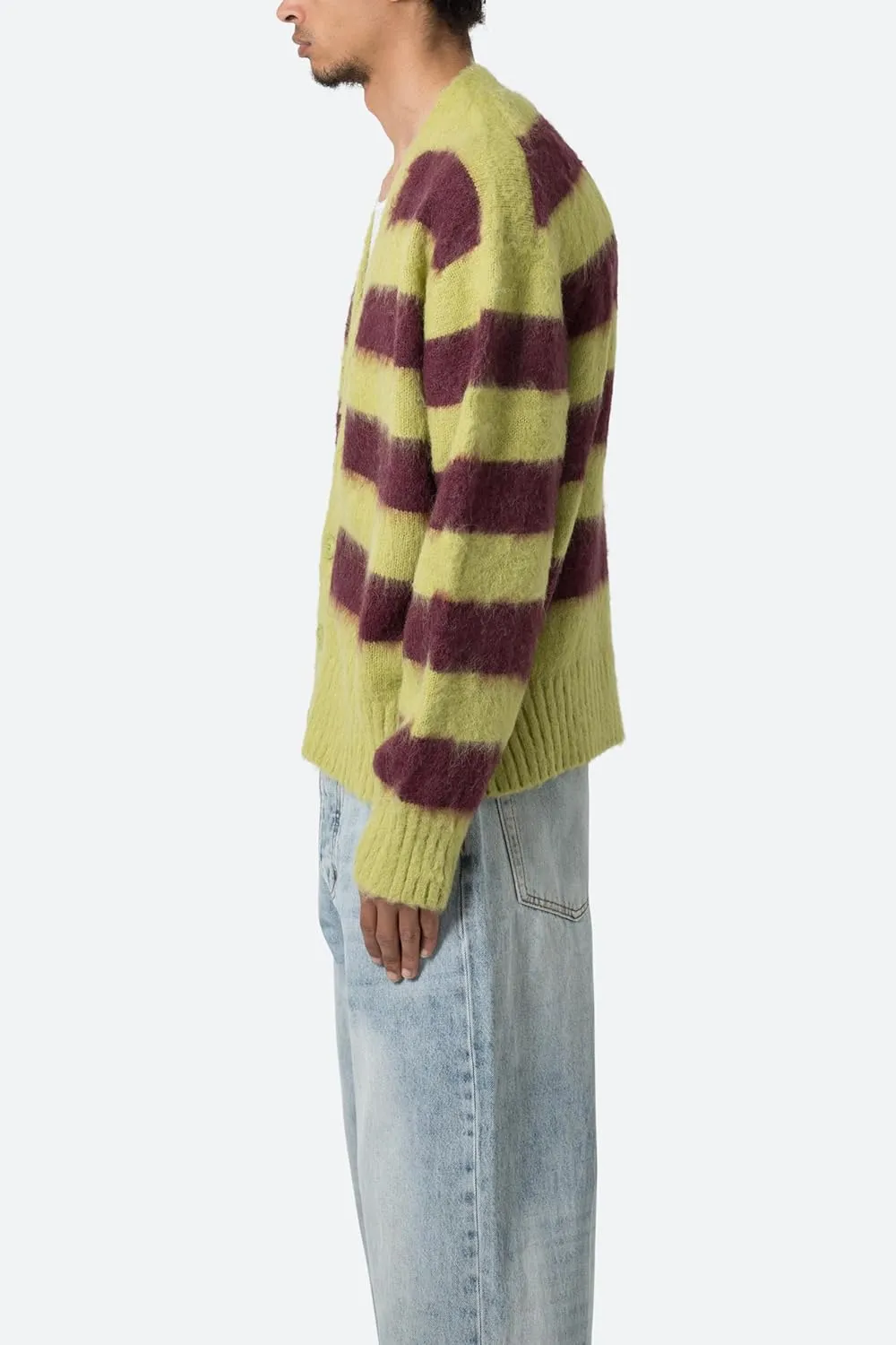 mnml Men's Striped Mohair Cardigan Sweater
