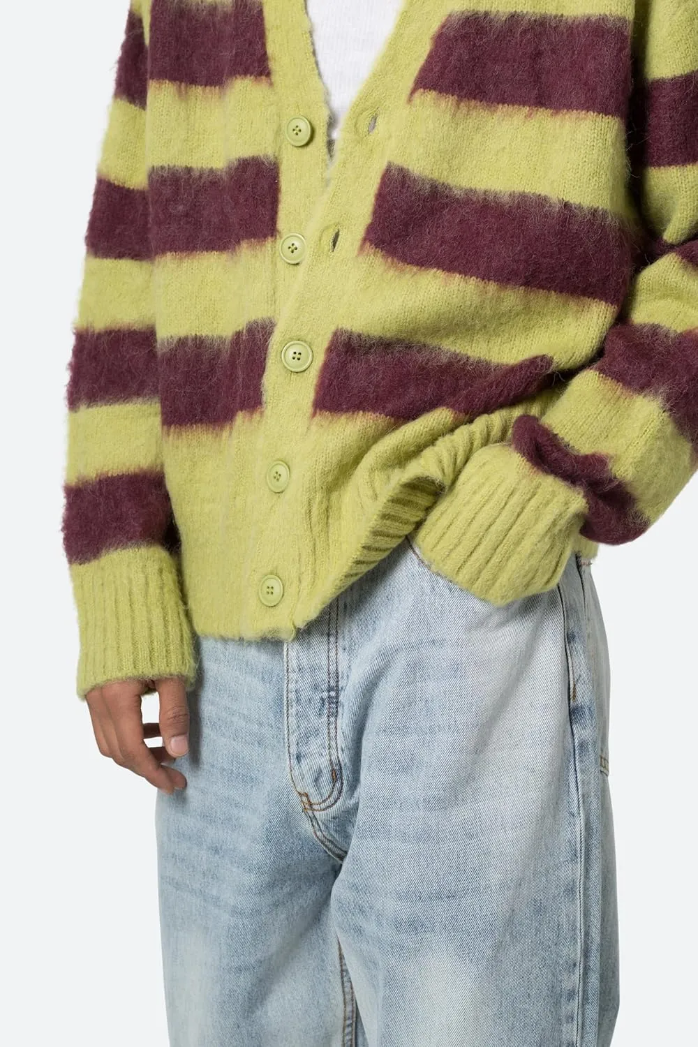 mnml Men's Striped Mohair Cardigan Sweater