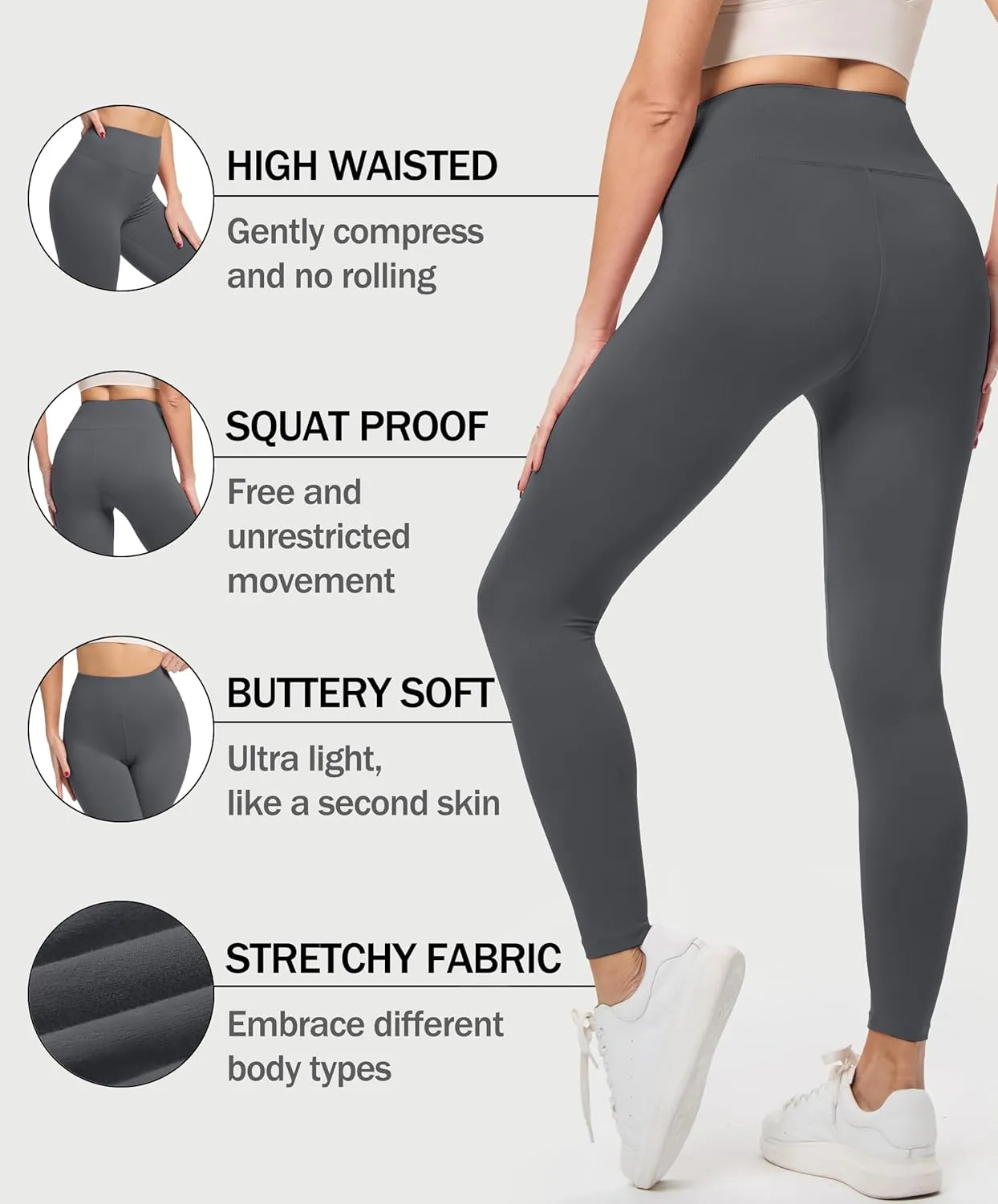 Natural Feelings Buttercloud 3 Pack Leggings for Women-High Waisted Buttery Soft Yoga Pants Lounge Everyday Wear