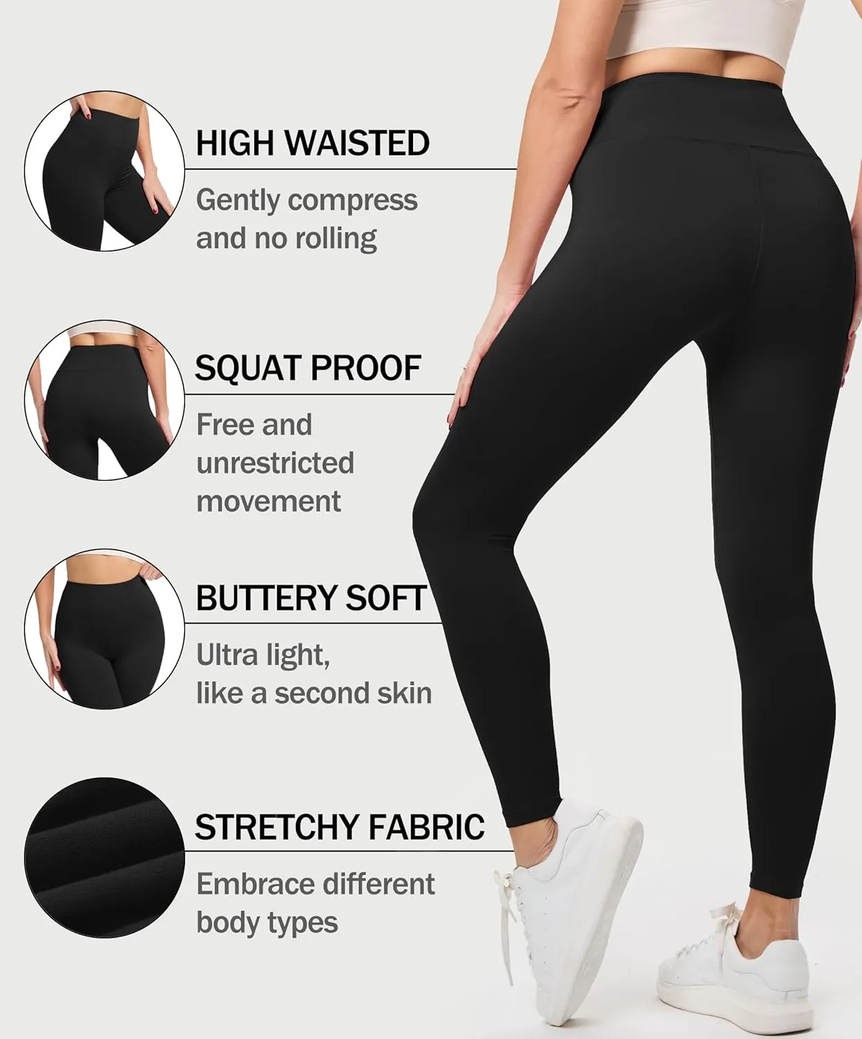 Natural Feelings Buttercloud 3 Pack Leggings for Women-High Waisted Buttery Soft Yoga Pants Lounge Everyday Wear
