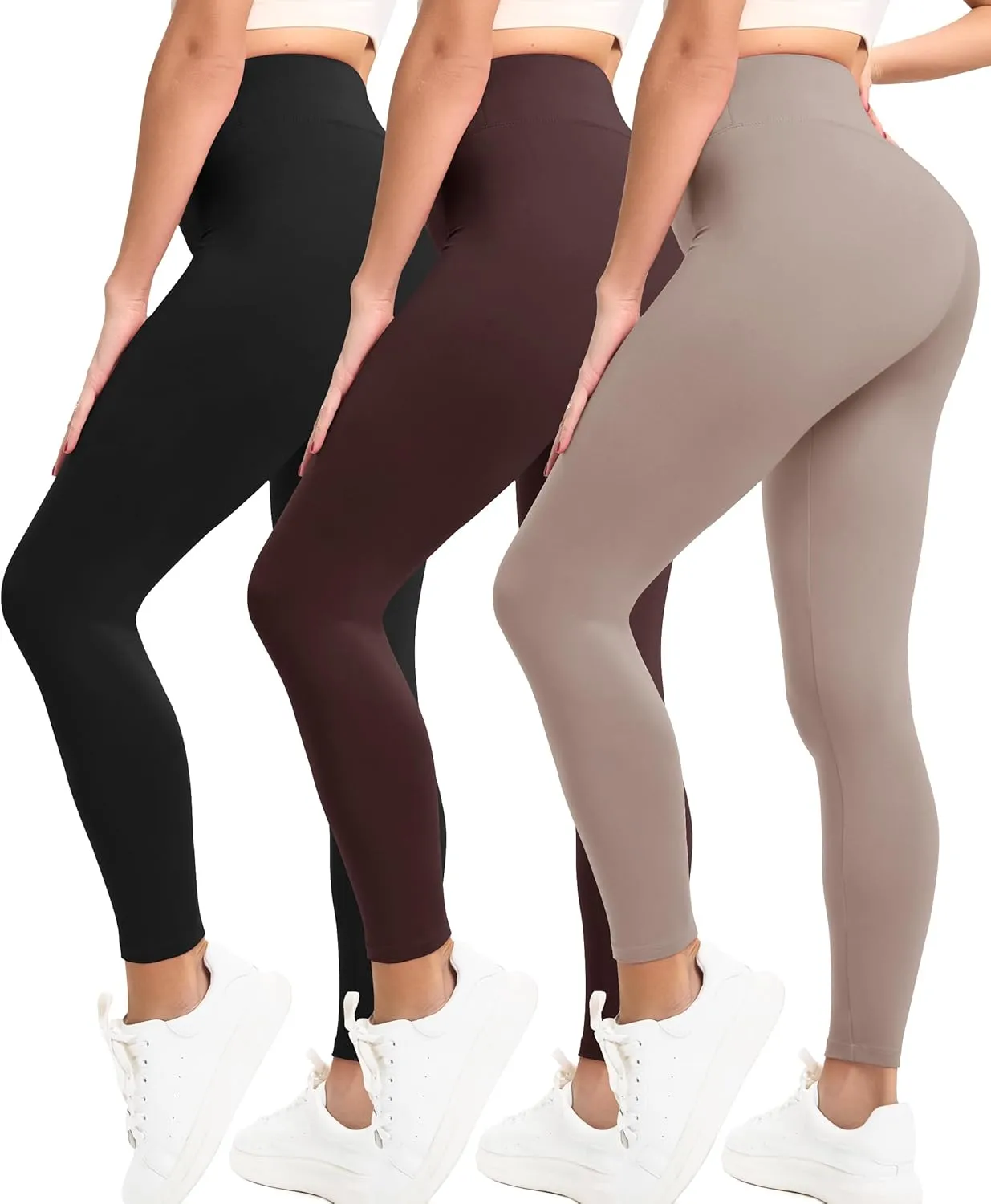 Natural Feelings Buttercloud 3 Pack Leggings for Women-High Waisted Buttery Soft Yoga Pants Lounge Everyday Wear