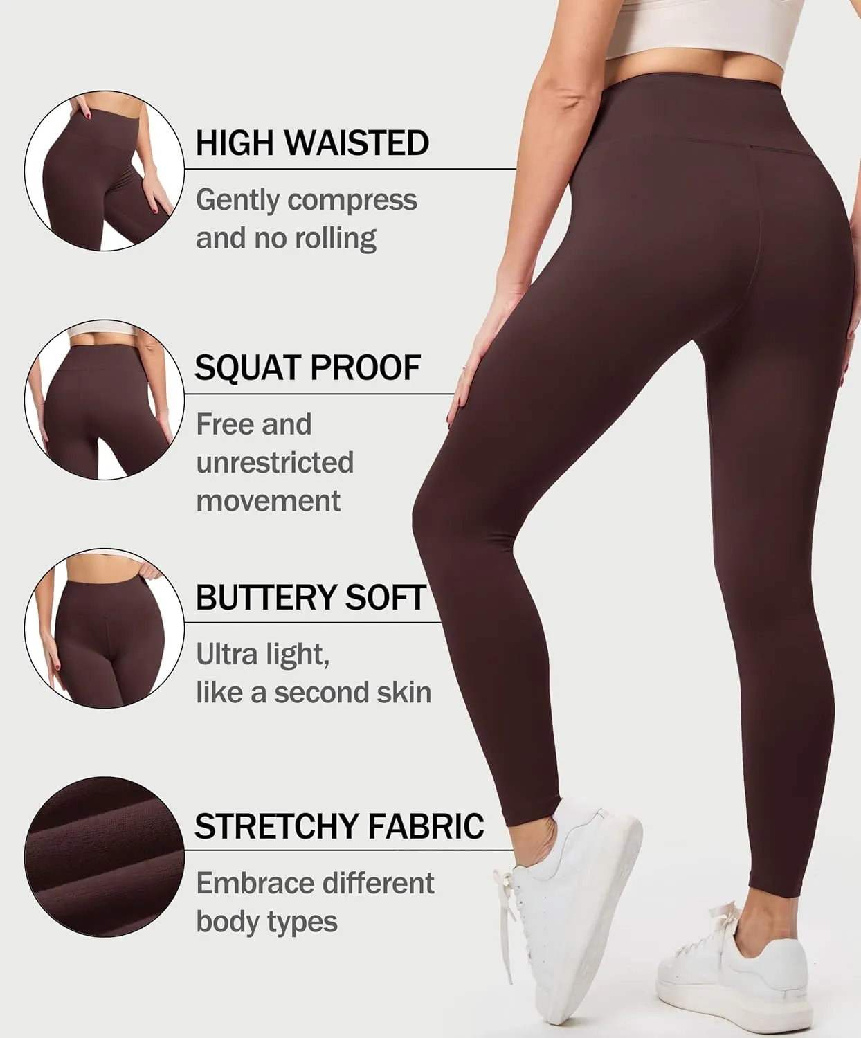 Natural Feelings Buttercloud 3 Pack Leggings for Women-High Waisted Buttery Soft Yoga Pants Lounge Everyday Wear