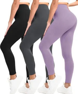 Natural Feelings Buttercloud 3 Pack Leggings for Women-High Waisted Buttery Soft Yoga Pants Lounge Everyday Wear