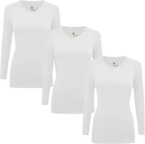 Natural Uniforms Women's Under Scrub Tee V-Neck Long Sleeve T-Shirt-3-Pack