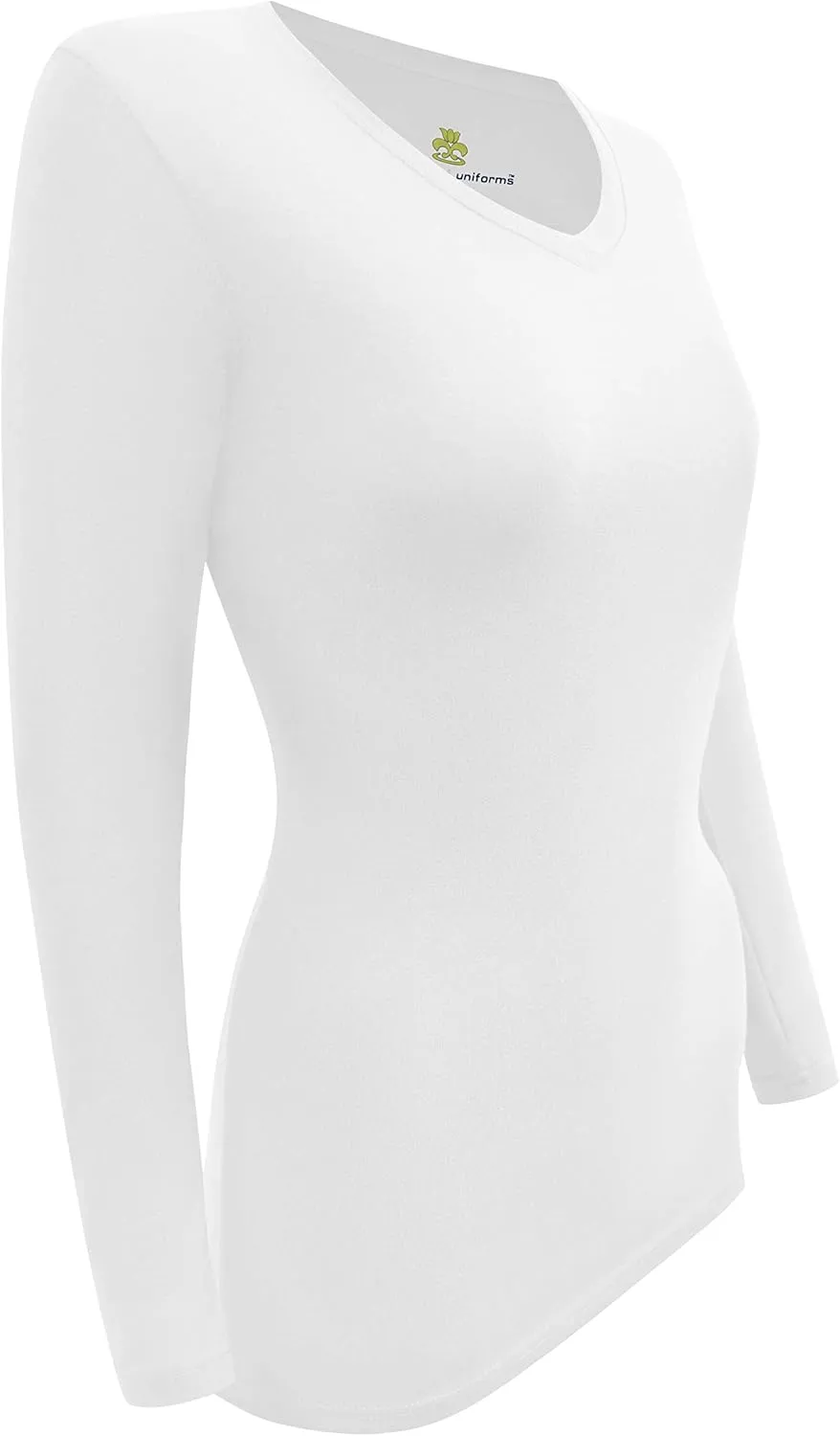 Natural Uniforms Women's Under Scrub Tee V-Neck Long Sleeve T-Shirt-3-Pack