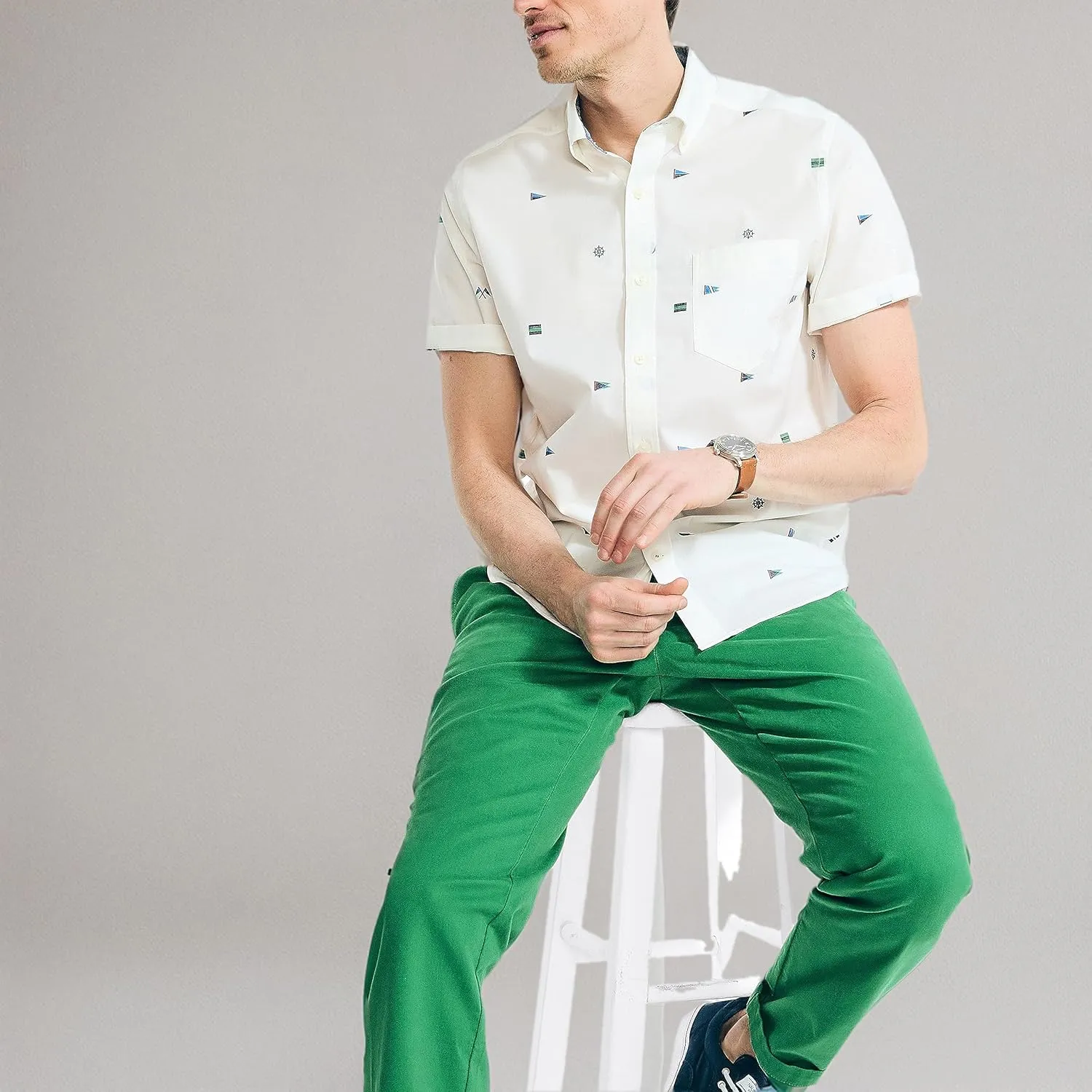 Nautica Men's Sustainably Crafted Printed Short-Sleeve Shirt