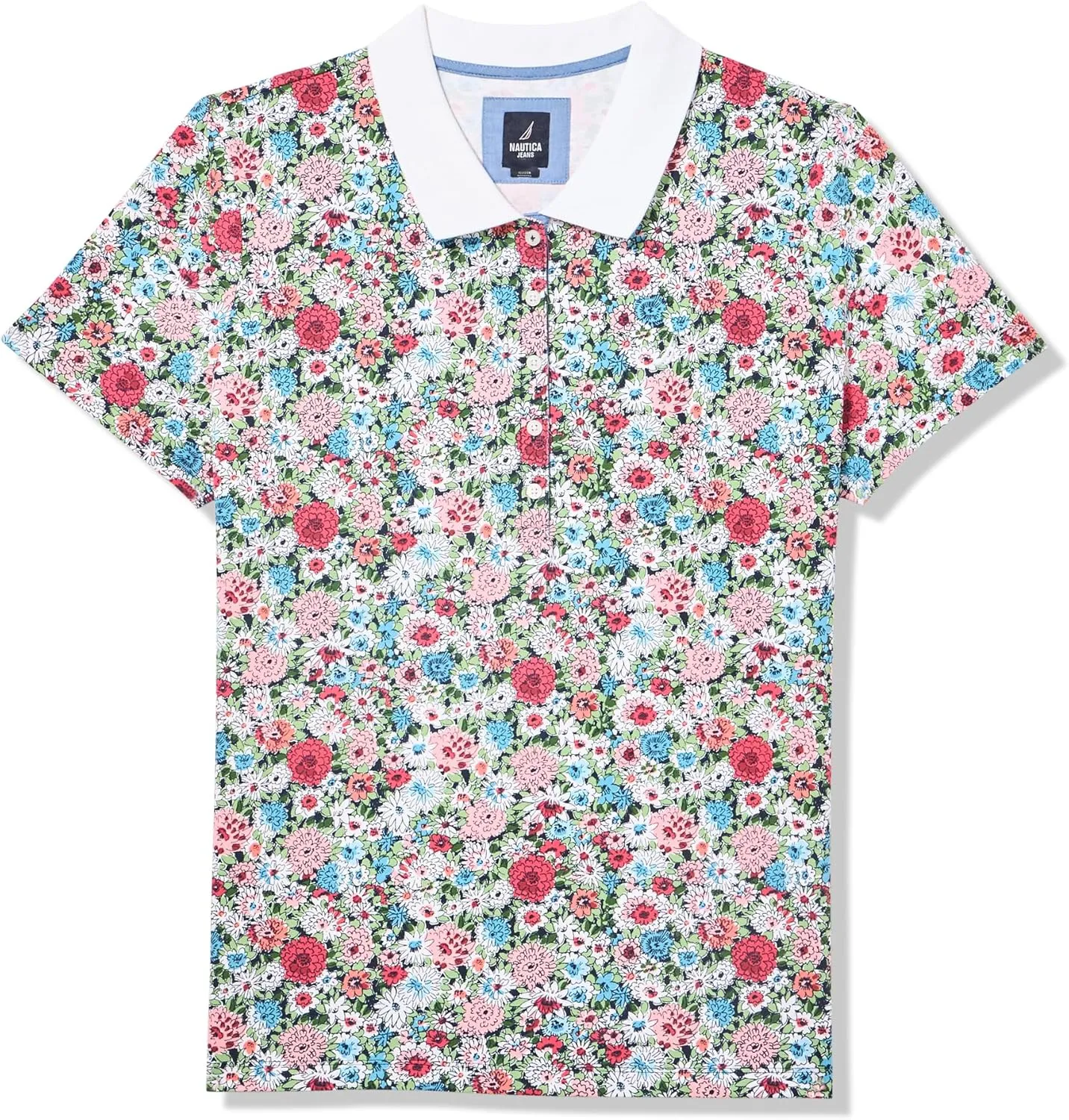 Nautica Women's Short Sleeve Button Placket Polo