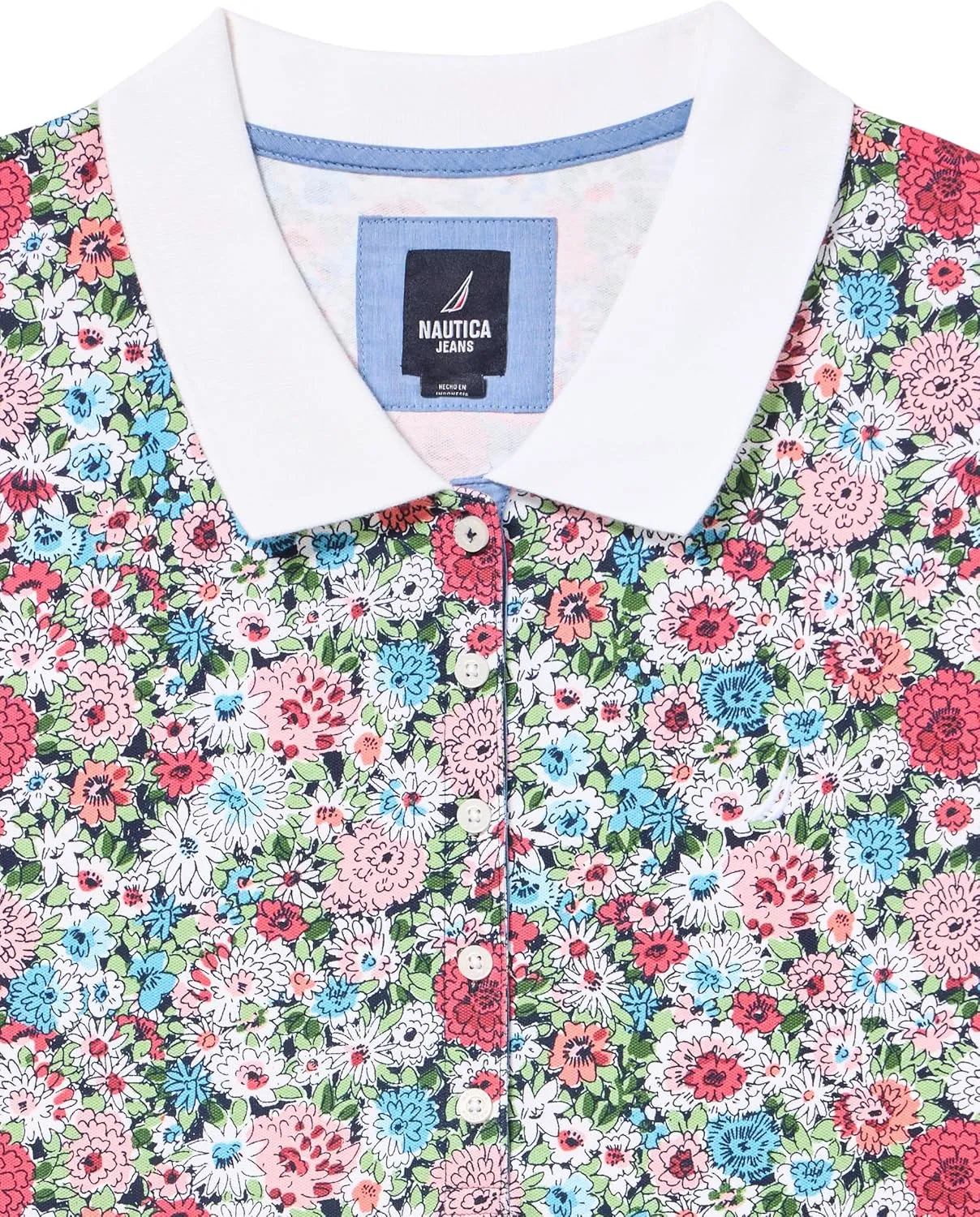 Nautica Women's Short Sleeve Button Placket Polo