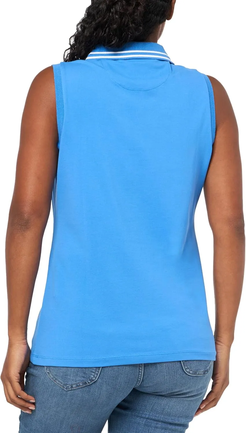 Nautica Women's Solid Sleeveless Johnny Collar Polo Shirt