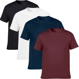 NewDenBer Men's Classic Basic Solid Crew Neck Soft Cotton T-Shirt 4 Pack