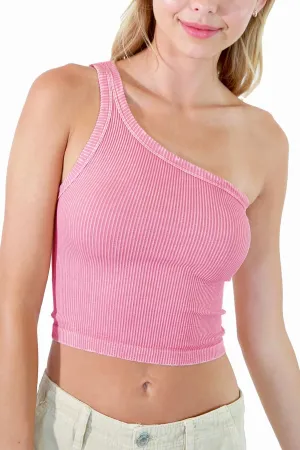 NIKIBIKI Women Seamless Vintage One Shoulder Crop Top, One Size