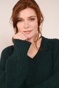 Nomads Organic Cotton & Alpaca Wool V Neck Jumper - Bottle