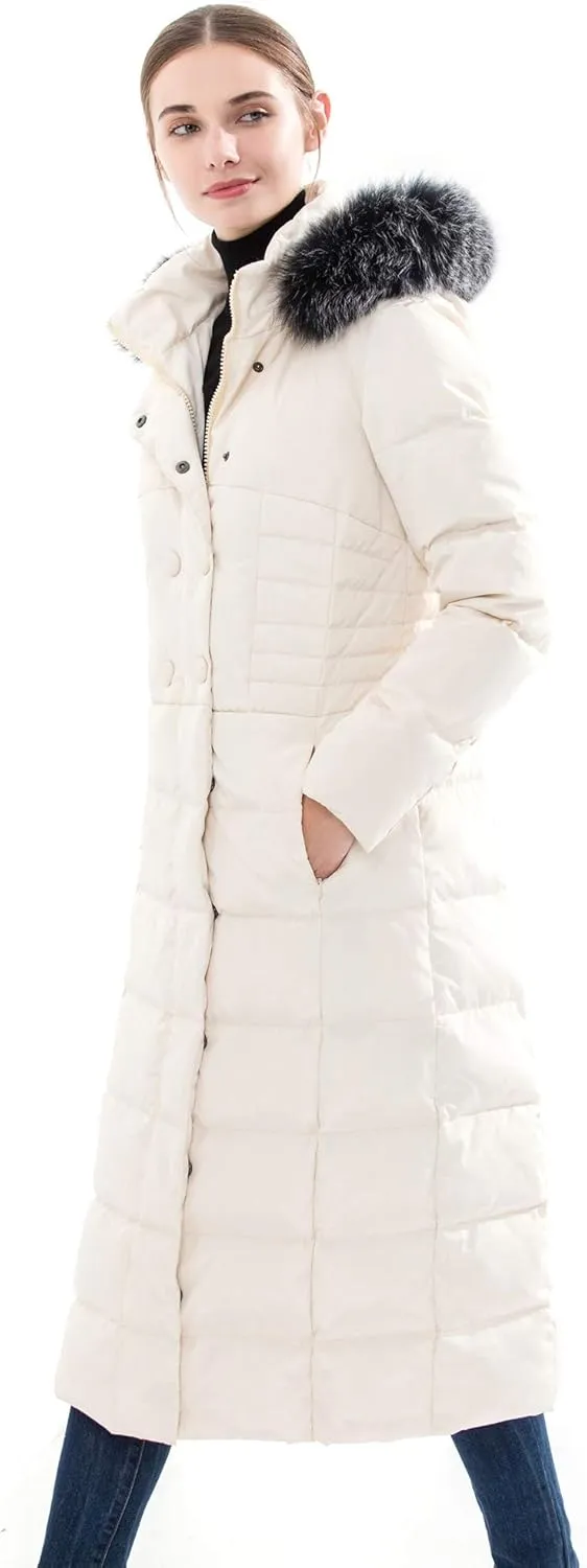 Obosoyo Women's Hooded Thickened Long Down Jacket Maxi Down Parka Puffer Coat