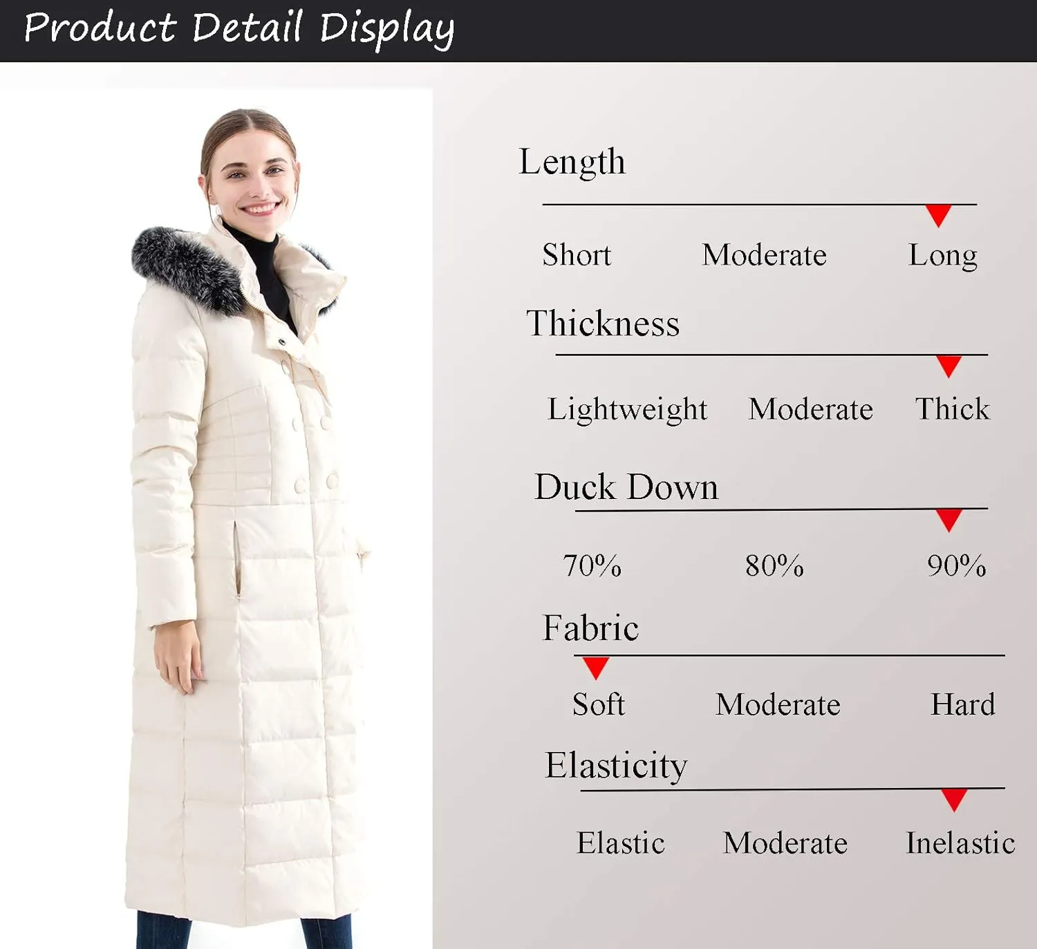 Obosoyo Women's Hooded Thickened Long Down Jacket Maxi Down Parka Puffer Coat