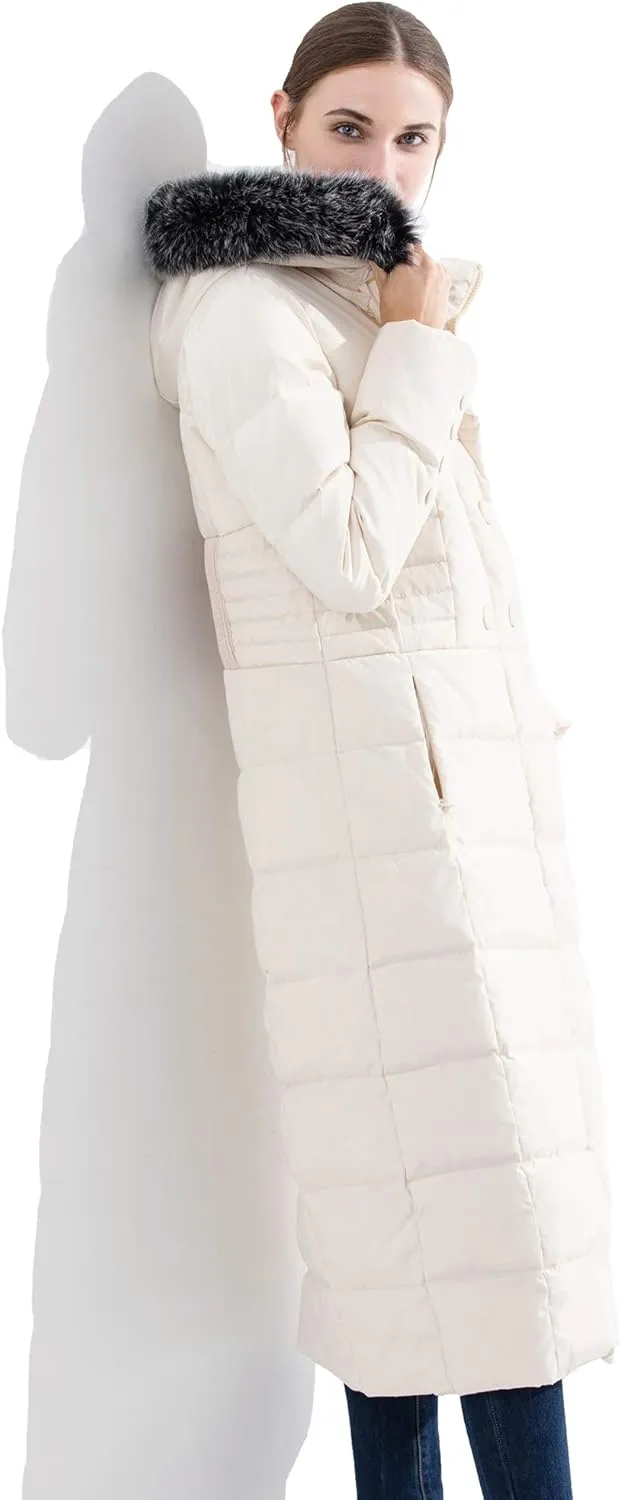 Obosoyo Women's Hooded Thickened Long Down Jacket Maxi Down Parka Puffer Coat