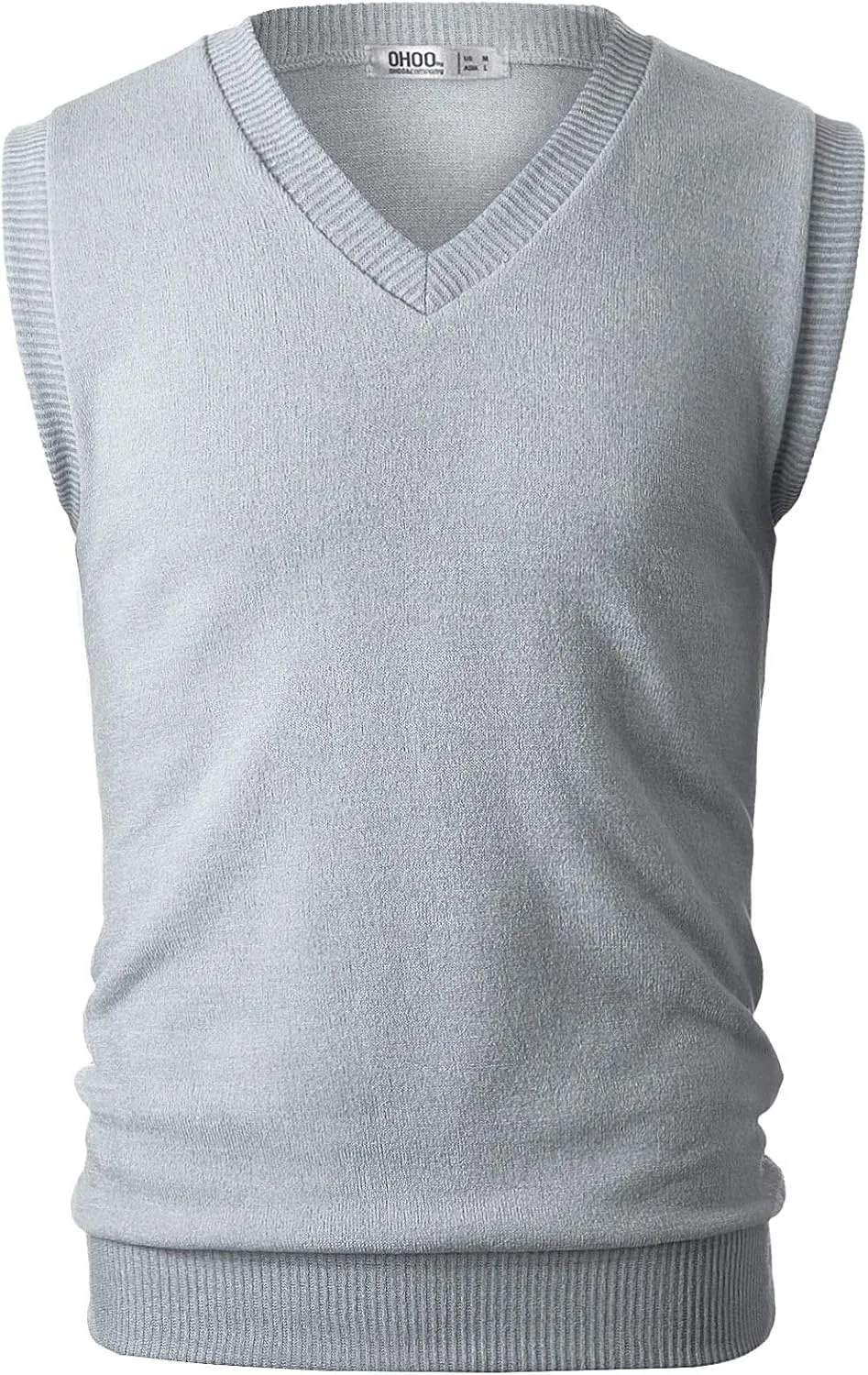 Ohoo Men's Cotton Blended Slim Fit Sweater Vest Knit V-Neck Sleeveless Pullover Sweater