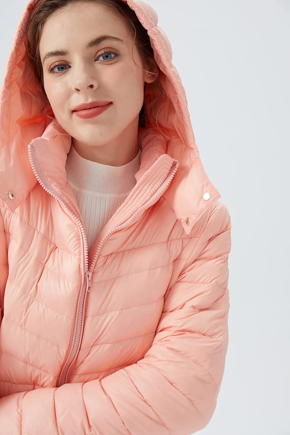 Orolay Women's Lightweight Down Jacket Puffer Warm Long Hooded Winter Coat with Pocket