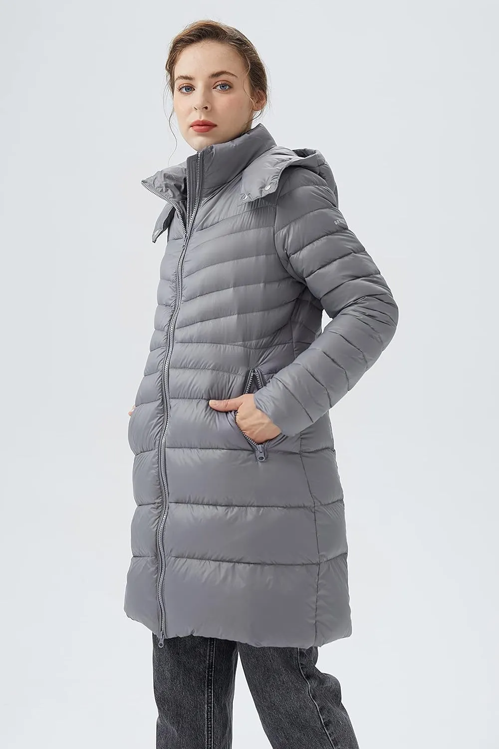 Orolay Women's Lightweight Down Jacket Puffer Warm Long Hooded Winter Coat with Pocket