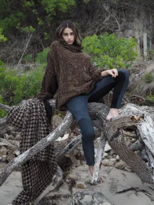 Oversize cable knit sweater (Alpaca) - Tortoiseshell