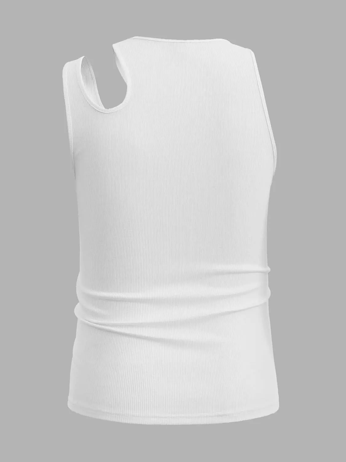 OYOANGLE Men's Cut Out Asymmetrical Neck Sleeveless Club Tank Top Shirt