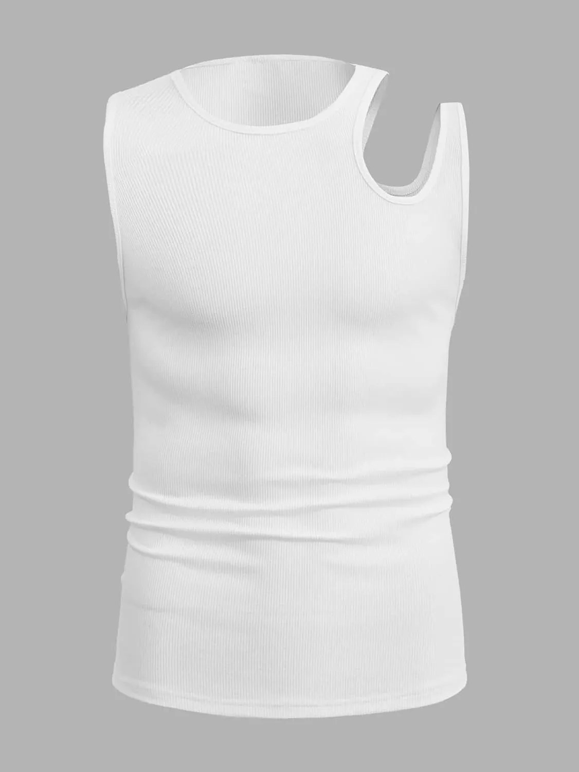 OYOANGLE Men's Cut Out Asymmetrical Neck Sleeveless Club Tank Top Shirt