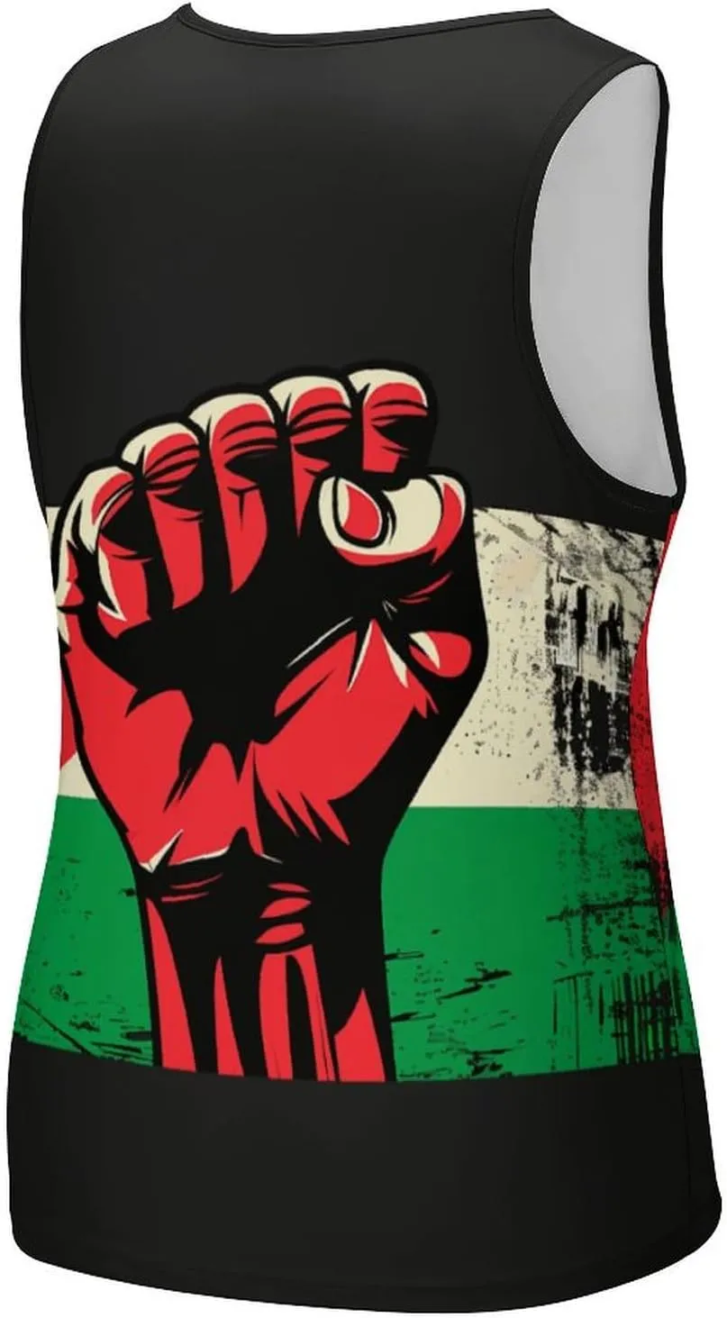Palestinian Flag Fist Human Rights Men's Tank Top Sleeveless T-Shirt Pullover Vest Shirts Gym Workout Beach Funny