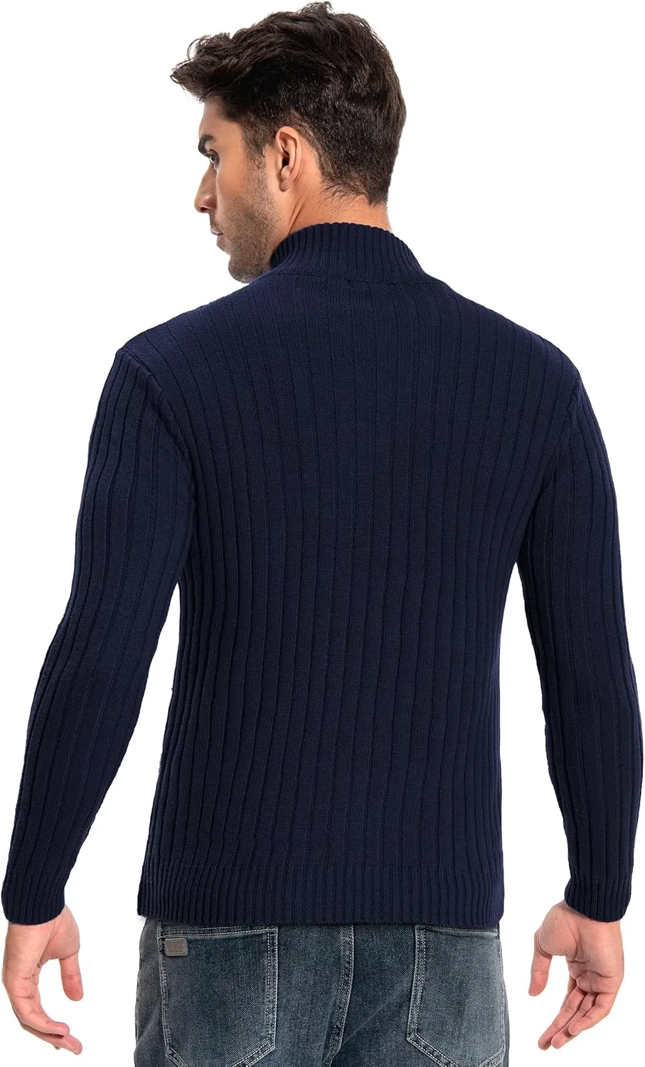 Pioneer Camp Men's Cardigan Sweaters Full Zip Up Stand Collar Slim Fit Casual Knitted Sweater with 2 Front Pockets