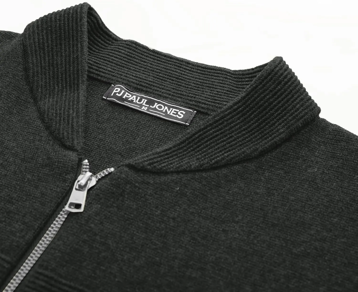 PJ PAUL JONES Mens Full Zip Cardigan Sweater Stand Collar Regular Fit Knit Sweaters