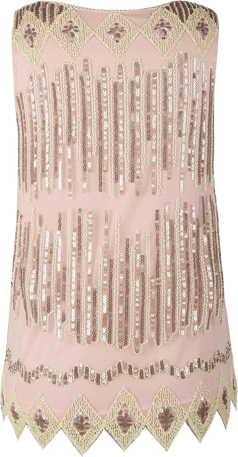 PrettyGuide Women's Sequin Top Flowy Sparkly Cocktail Tank Party Dressy Tops