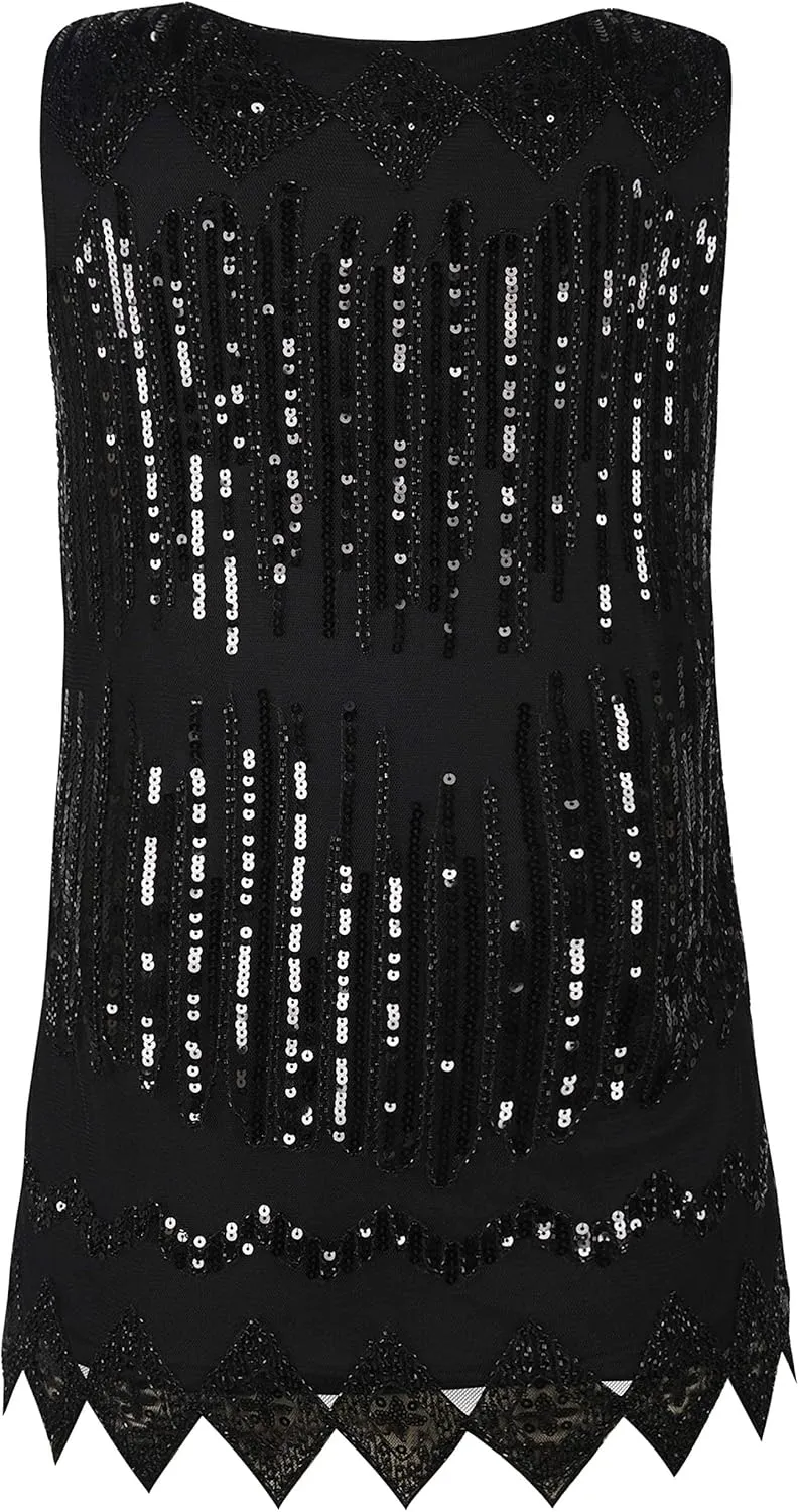 PrettyGuide Women's Sequin Top Flowy Sparkly Cocktail Tank Party Dressy Tops