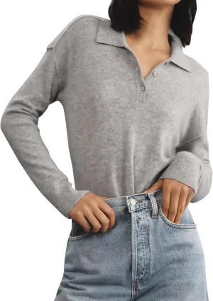 Pullover Sweater for Women Long Sleeve Knit Shirts Tops Button Down V Neck Polo Sweater Shirt