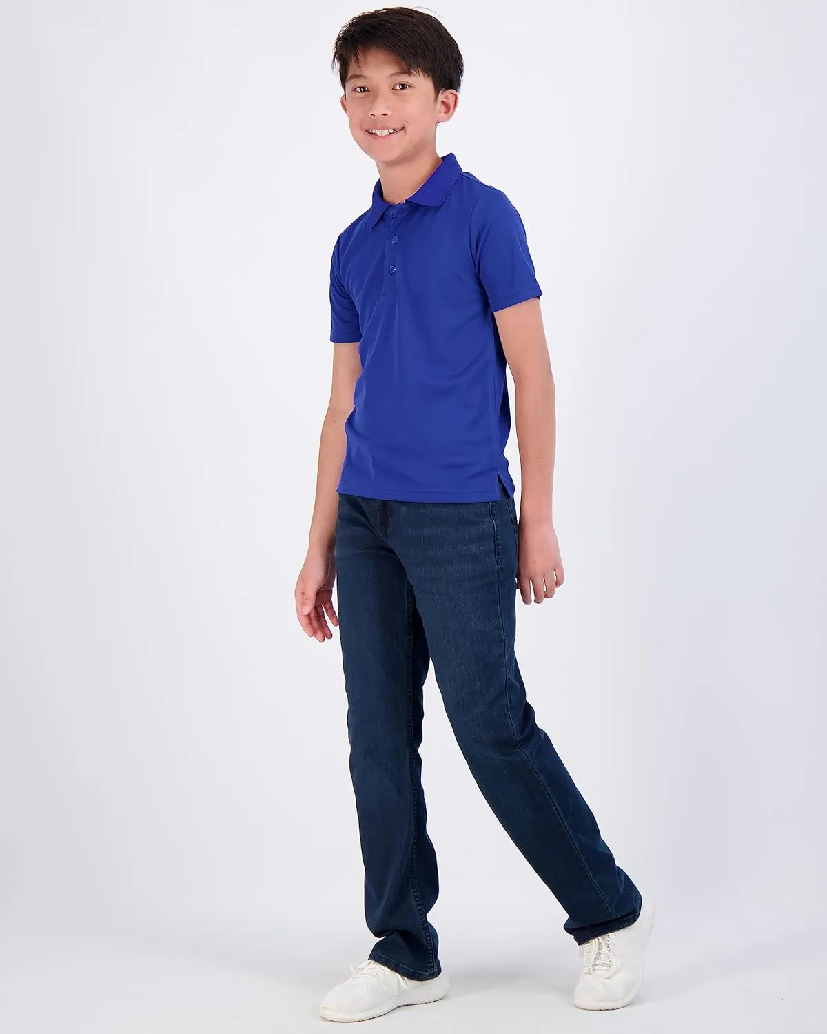 Real Essentials 3 Pack: Boy's Short Sleeve Polo Shirt - School Uniform Active Performance Golf (Ages 4-16)