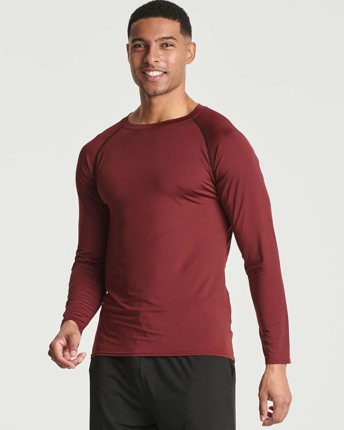 Real Essentials 4 Pack: Men's Compression Long-Sleeve T-Shirt Athletic Cold Weather Baselayer (Available in Big & Tall)