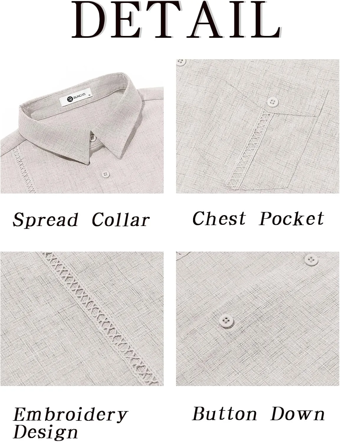 Runcati Mens Cuban Guayabera Shirts Button Down Short Sleeve Shirt Casual Linen Summer Beach Vacation Hippie Tops