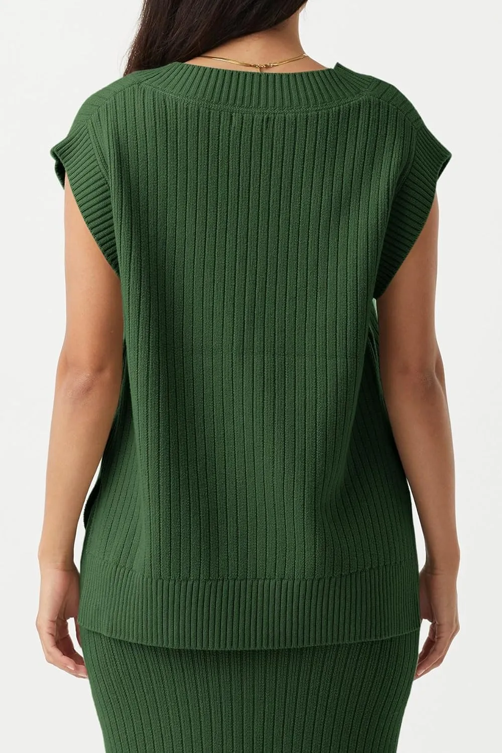 Saodimallsu Womens V Neck Sweater Vest Oversized Ribbed Knit Sleeveless Casual Loose Fit Pullover Tank Top