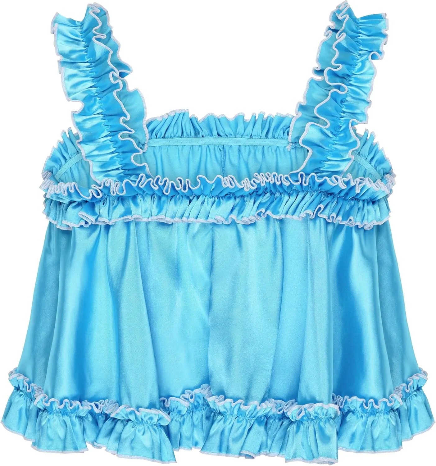 Satini Lingerie Satin Sissy Rolled Hem Edge Frilly Cami Top