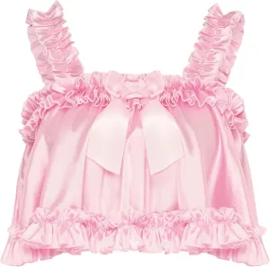 Satini Lingerie Satin Sissy Rolled Hem Edge Frilly Cami Top