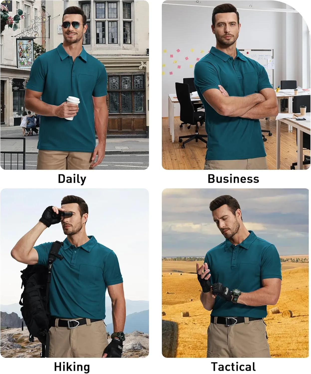 SCODI 7 Pack Polo Shirts for Men with Pocket Moisture Wicking Golf Polo Shirt Short Sleeve Outdoor Work Tactical Tshirt