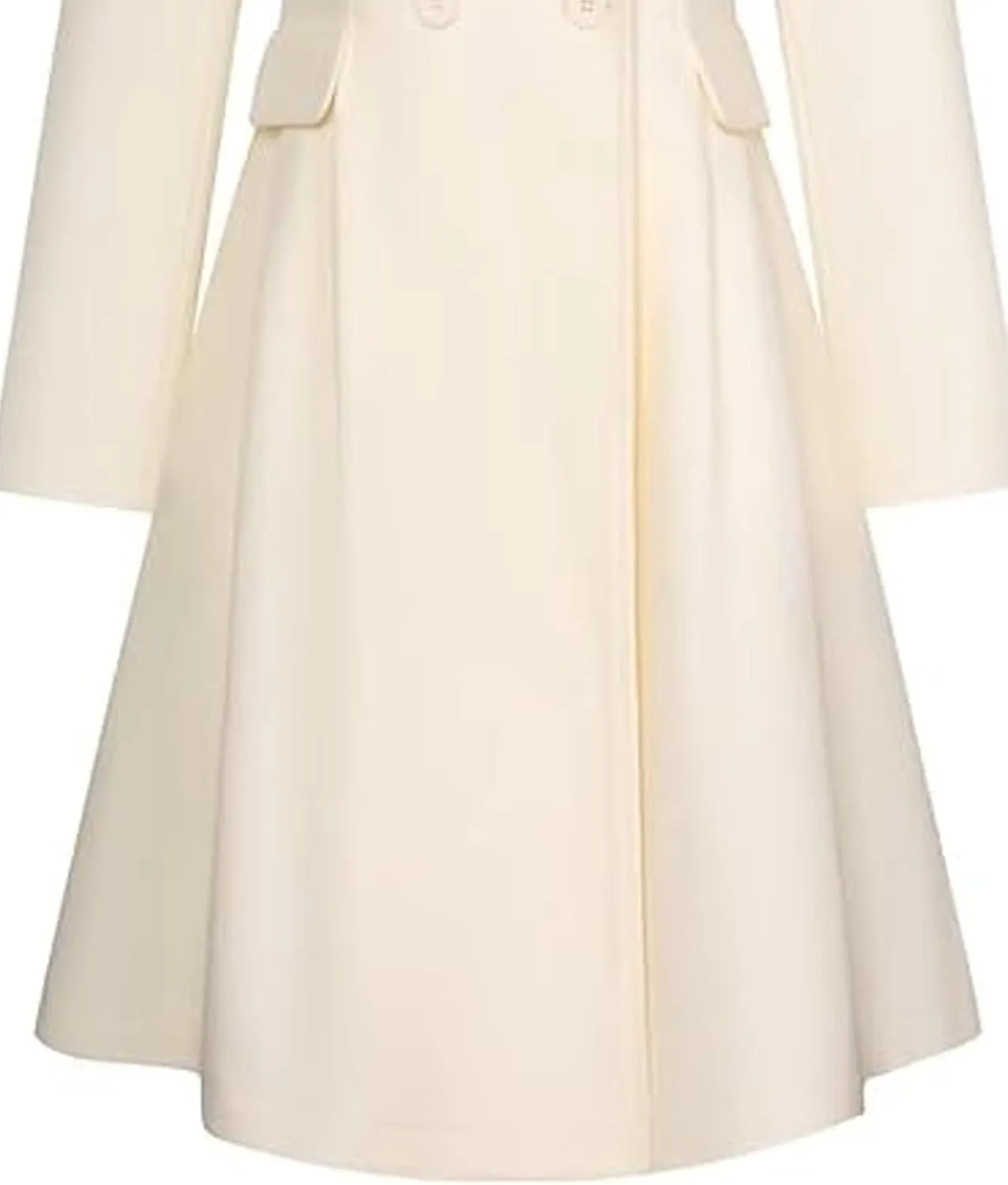 SEMATOMALA Women's Winter Wool Blend Swing Dress Coat Stand Collar Double Breasted Trench Coat A Line Pea Coat