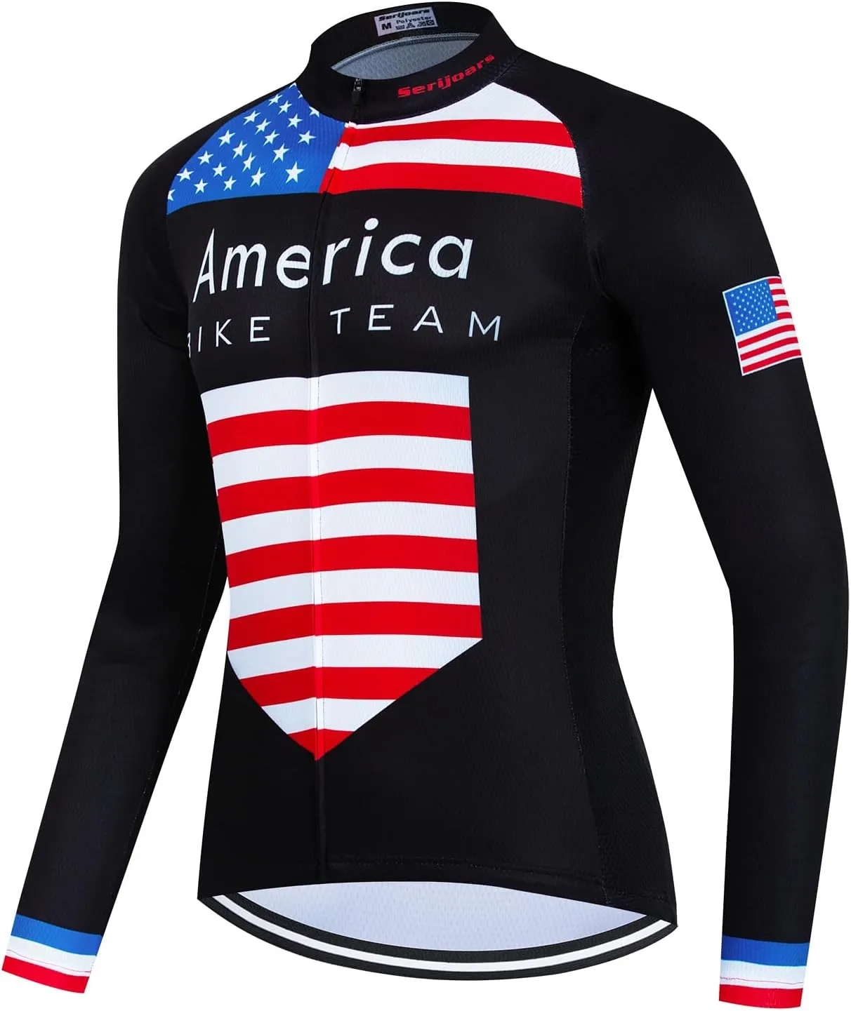 Serijoars Racing Cycling Jersey Men, Cycling Jersey Long Sleeve,Bike Jersey Full Zipper,Comfortable, Breathable and Quick-Dry