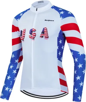 Serijoars Racing Cycling Jersey Men, Cycling Jersey Long Sleeve,Bike Jersey Full Zipper,Comfortable, Breathable and Quick-Dry