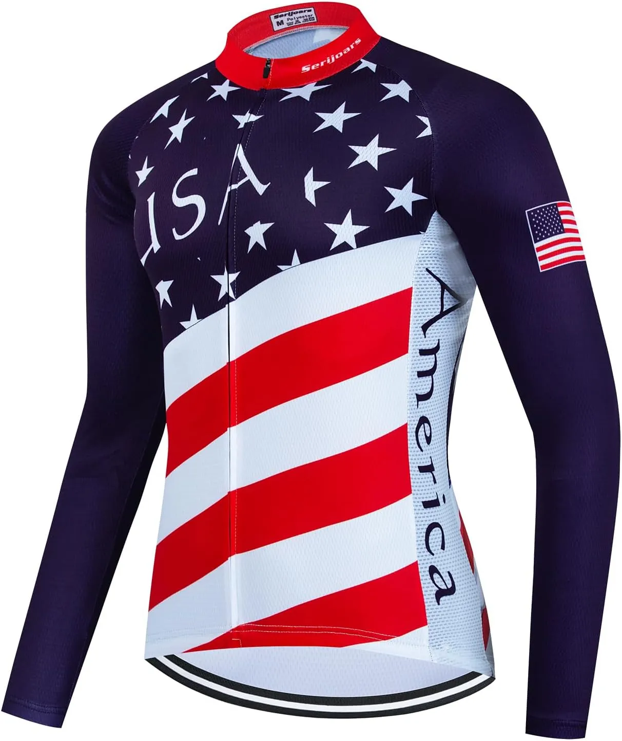 Serijoars Racing Cycling Jersey Men, Cycling Jersey Long Sleeve,Bike Jersey Full Zipper,Comfortable, Breathable and Quick-Dry