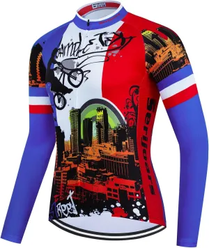 Serijoars Racing Cycling Jersey Men, Cycling Jersey Long Sleeve,Bike Jersey Full Zipper,Comfortable, Breathable and Quick-Dry