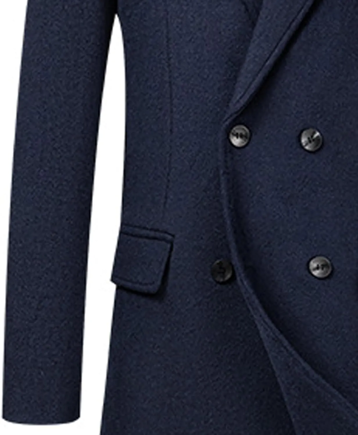 Sexyshine Mens Full Length Wool Trench Coat Notched Lapel Double Breasted Long Overcoat Windbreaker Pea Coat Jacket
