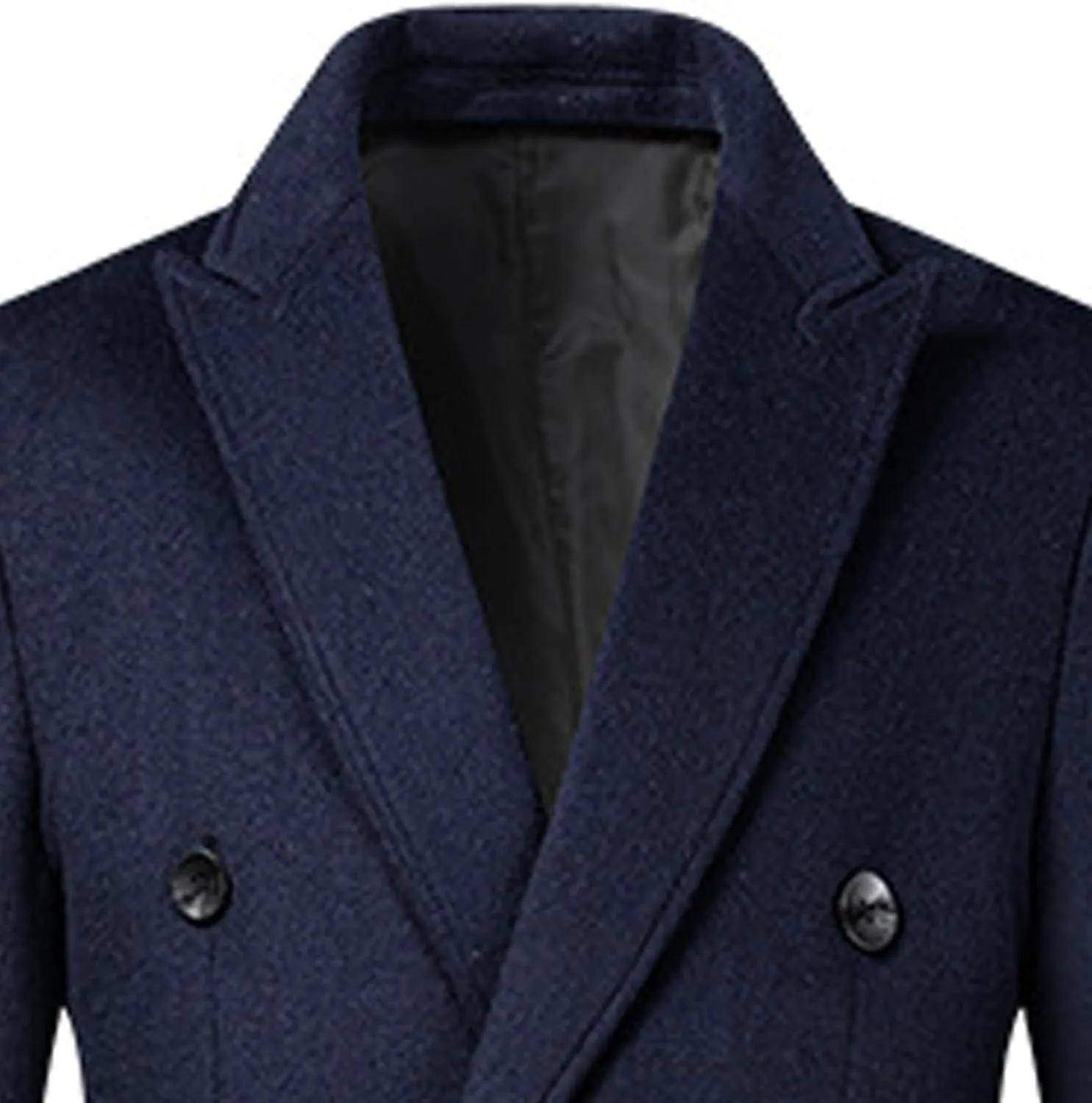 Sexyshine Mens Full Length Wool Trench Coat Notched Lapel Double Breasted Long Overcoat Windbreaker Pea Coat Jacket