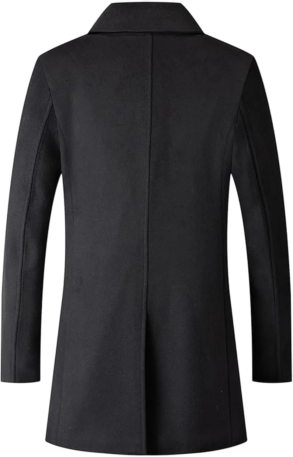 Sexyshine Mens Woolen Blend Trench Coat Pea Coat Double Breasted Notched Lapel Regular Fit Winter Business Overcoat