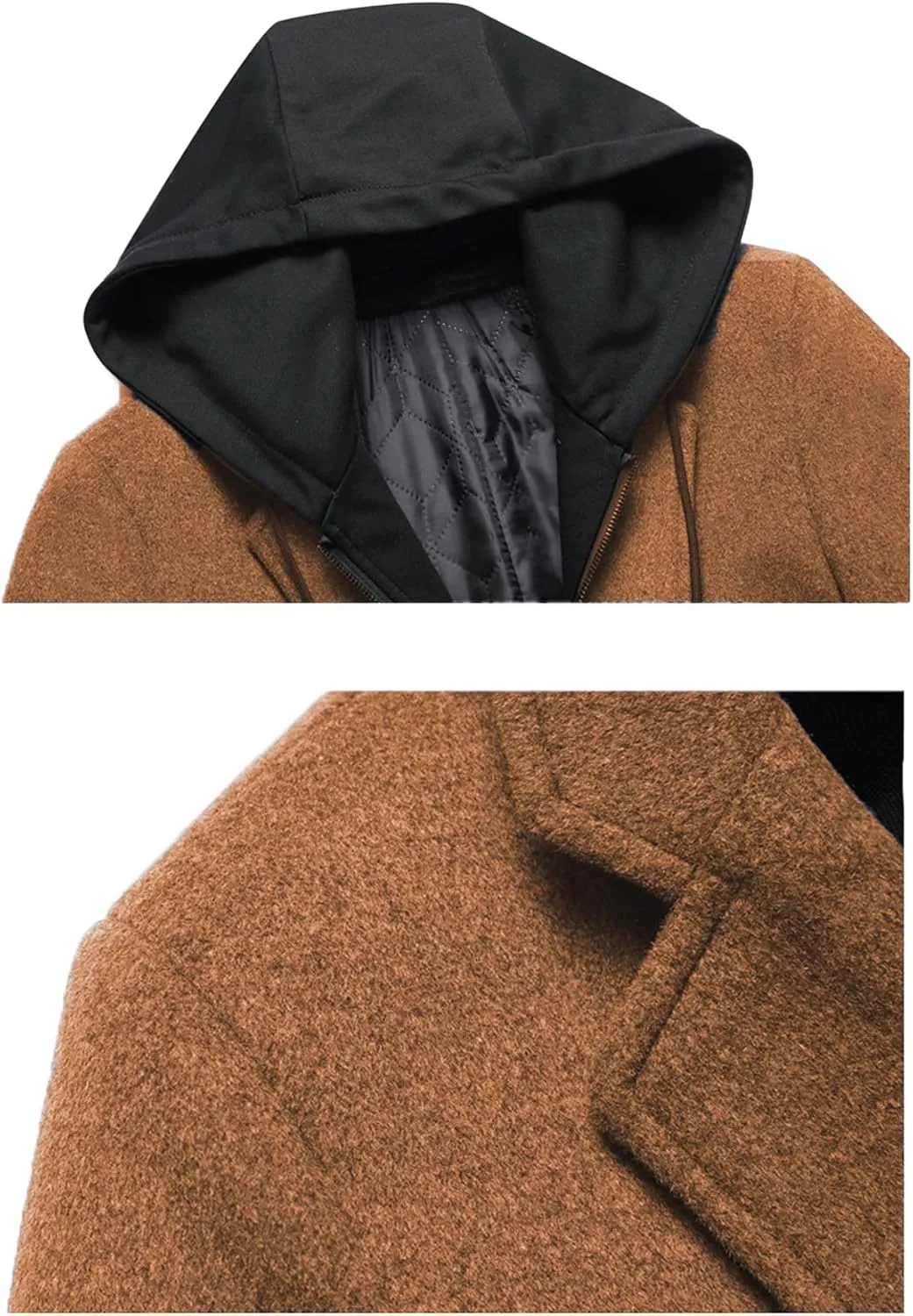 SOMTHRON Mens Trench Coat Winter Wool Blend jacket Overcoat long Top Coat Warm Pea Coat