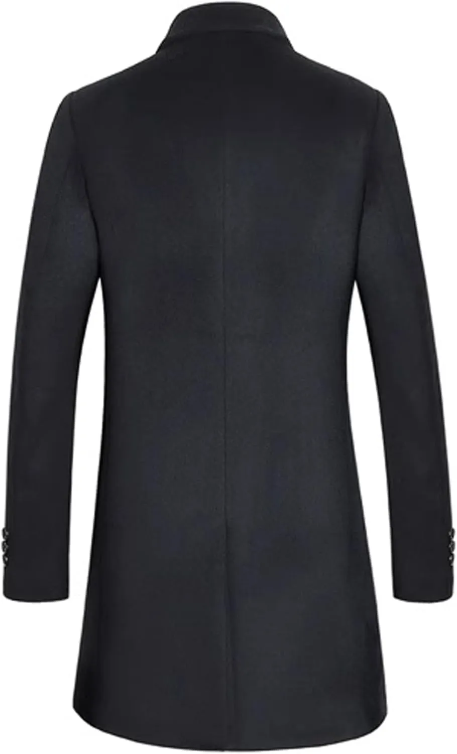 SOMTHRON Men's Winter Pea Coat Slim Fit Notched Lapel Single Breasted Mid Long Trench Coat Jacket Overcoat