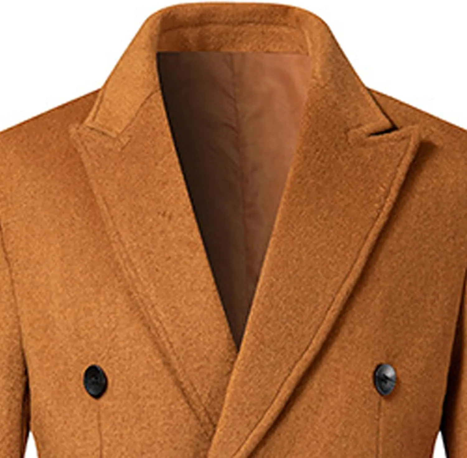 SOMTHRON Men's Wool Blend Pea Coat Notched Collar Double Breasted Overcoat Winter Warm Long Trench Coat